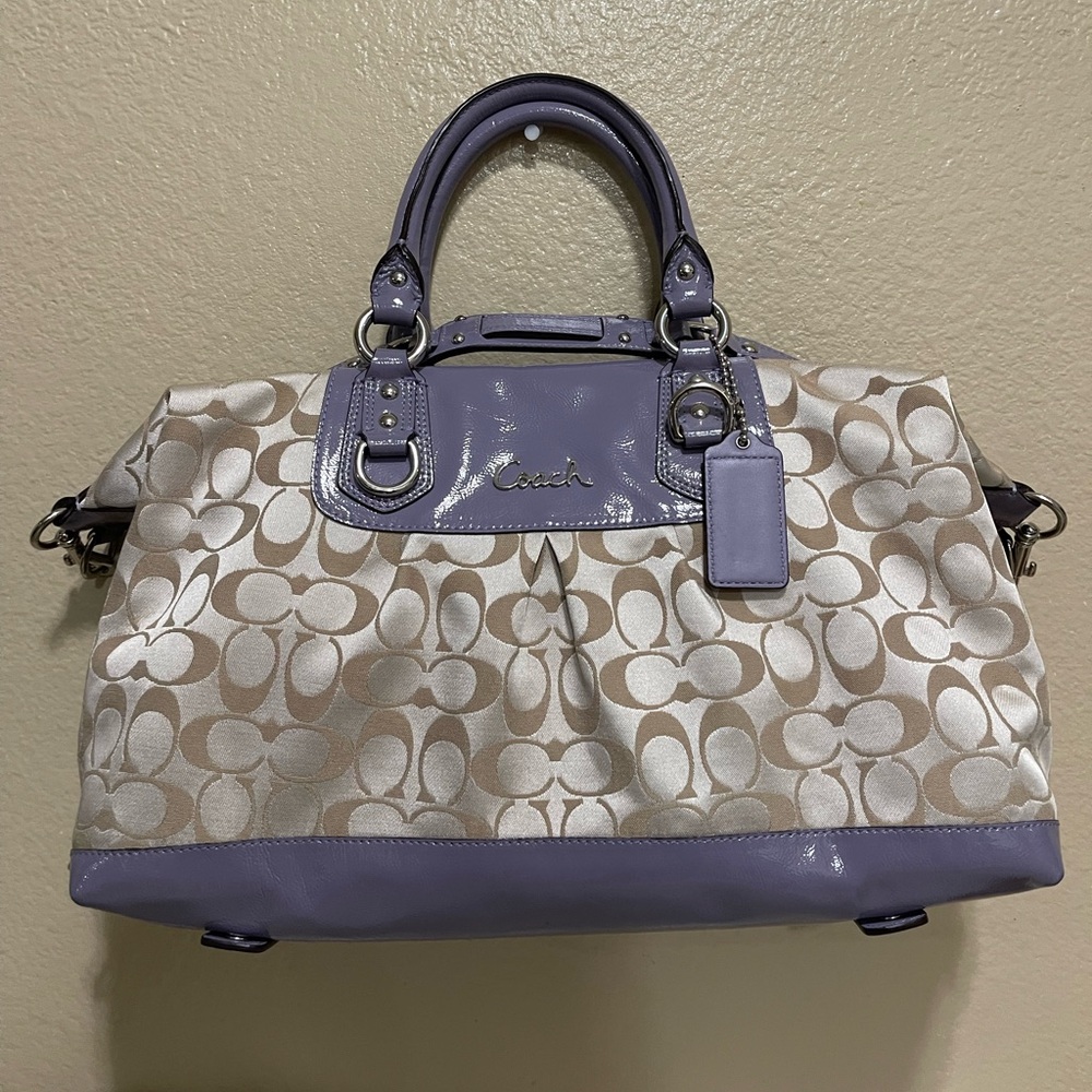 Coach Lavender and Beige Signature Tote